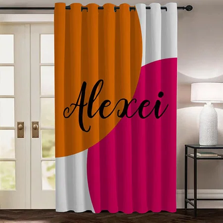 Modern Pink & Orange Abstract Customized Photo Printed Curtain