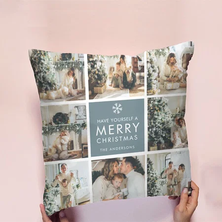Multi Holiday Photos | Merry Christmas Customized Photo Printed Cushion