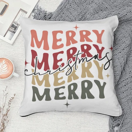 Merry Merry Christmas Matching Family Customized Photo Printed Cushion