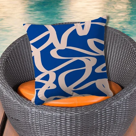 Abstract Line Blue Customized Photo Printed Cushion