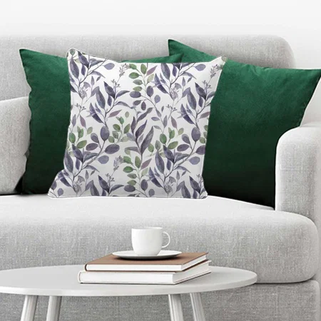 Dusty Purple Sage Green Leaves Greenery Customized Photo Printed Cushion