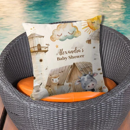 Farm Animals Baby Shower Customized Photo Printed Cushion