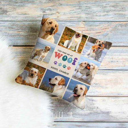 Retro You Had Me WOOF Customized Photo Printed Cushion