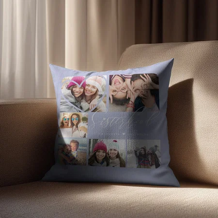 Sisterhood Script BFFs Heart 6 Customized Photo Printed Cushion
