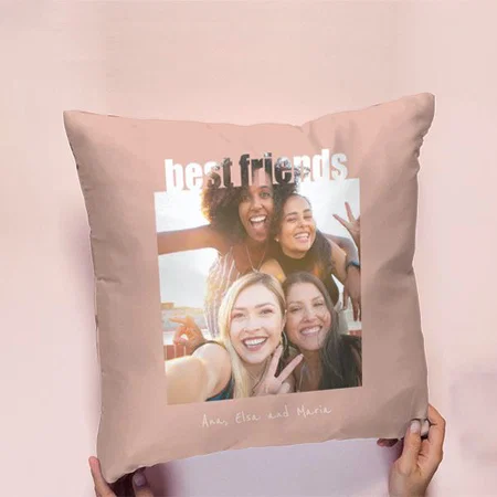 Best Friends Photo Modern Bff Besties Friendship Customized Photo Printed Cushion