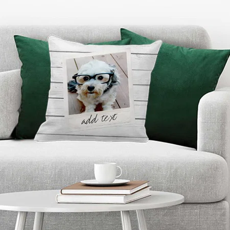 Rustic Shiplap Background with 2 Photos Customized Photo Printed Cushion