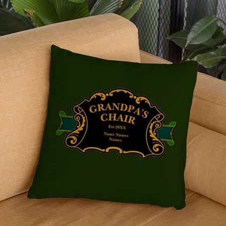 Grandpa's Chair Grandkids Customized Photo Printed Cushion