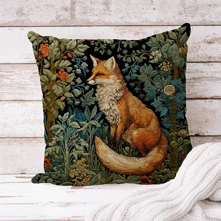 Botanical Forest Fox Customized Photo Printed Cushion