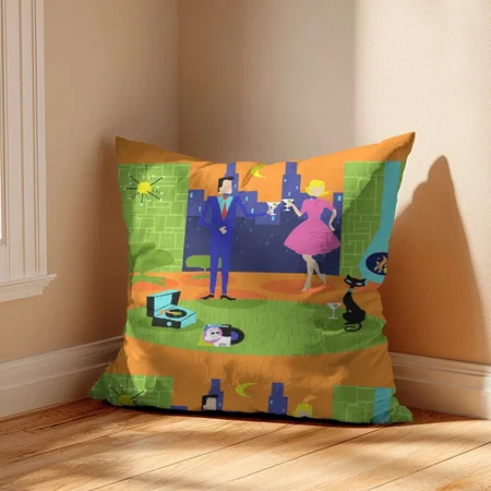 Retro Romantic Evening Couple Customized Photo Printed Cushion