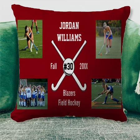 Custom Field Hockey Photo Collage Name Team Number Customized Photo Printed Cushion