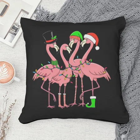 Flamingo Merry Christmas Funny Flamingo Lover Gift  Customized Photo Printed Cushion