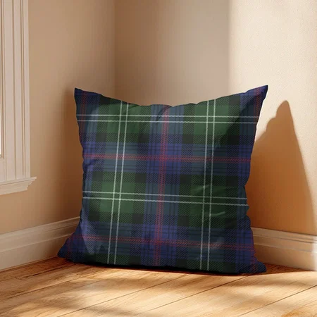 Plaid Clan Sutherland Purple Green Check Tartan Customized Photo Printed Cushion