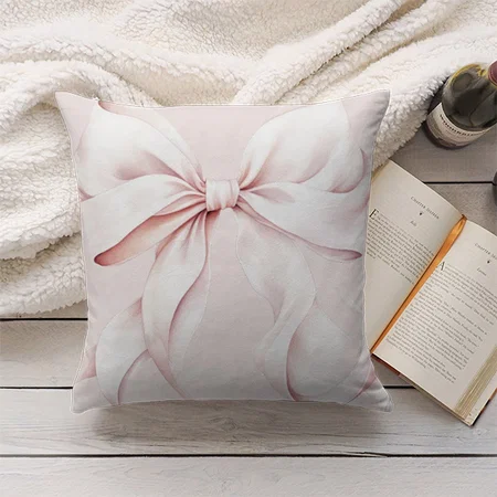 Pink Bow Coquette Girly Customized Photo Printed Cushion