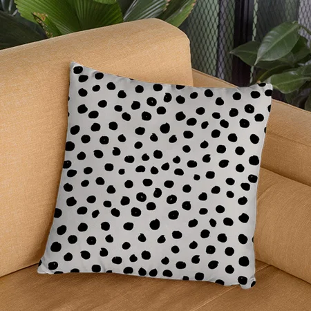 Animal Print Dots Black And White Dalmatian Customized Photo Printed Cushion