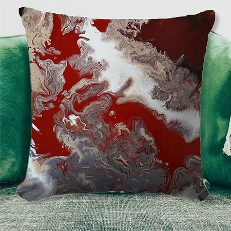 Burgundy Maroon Red Grey Abstract Art Marble Customized Photo Printed Cushion