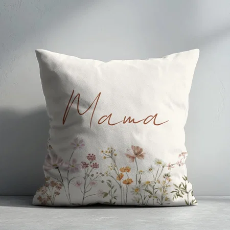 Mama Mom to Be Wildflower Baby Shower Customized Photo Printed Cushion