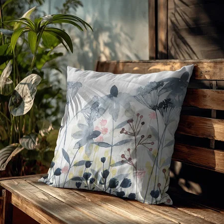 Layered Gardens - Watercolor Flowers Customized Photo Printed Cushion