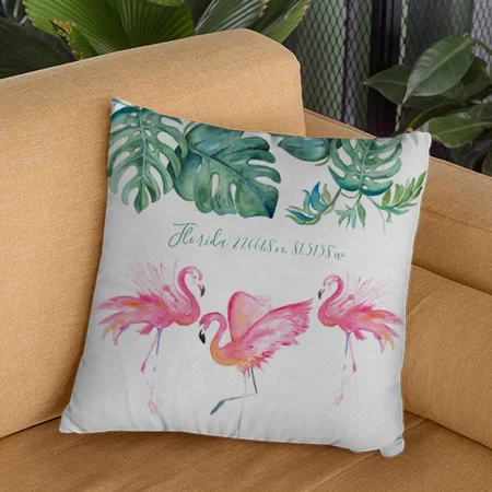 Pink Flamingo Florida Living Room Decor Customized Photo Printed Cushion