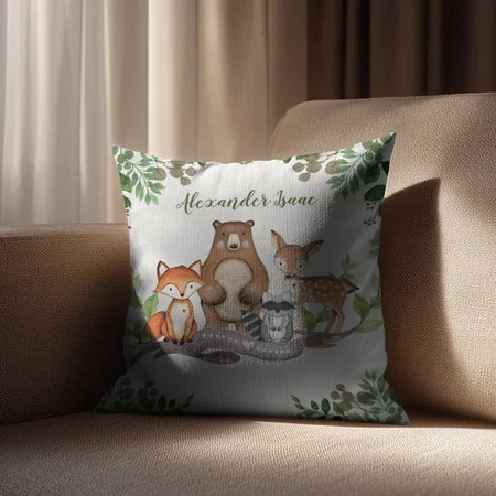 Baby Animals Greenery Nursery Decoration Customized Photo Printed Cushion