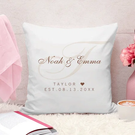 Boho Monogram Personalized Couple Names Wedding Customized Photo Printed Cushion