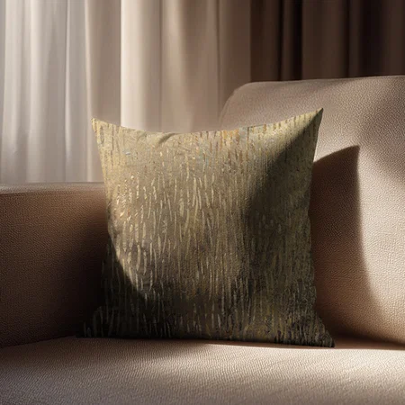 Modern Distressed Metallic Gold Pattern Customized Photo Printed Cushion