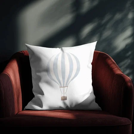 Blue Hot Air Balloon Kids Room Decor Customized Photo Printed Cushion
