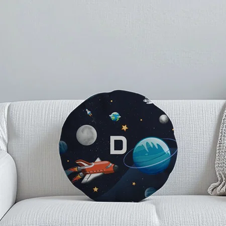 Outer Space Activity in the Galaxy Round Customized Photo Printed Circle Cushion Pillow