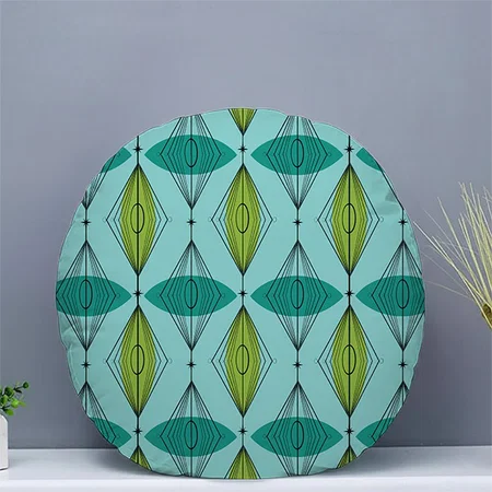 Atomic Ogee and Starbursts Customized Photo Printed Circle Cushion Pillow