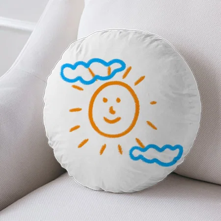 Kids Artwork Customized Photo Printed Circle Cushion Pillow