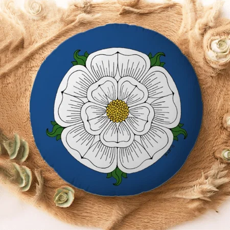 White Rose of York Customized Photo Printed Circle Cushion Pillow