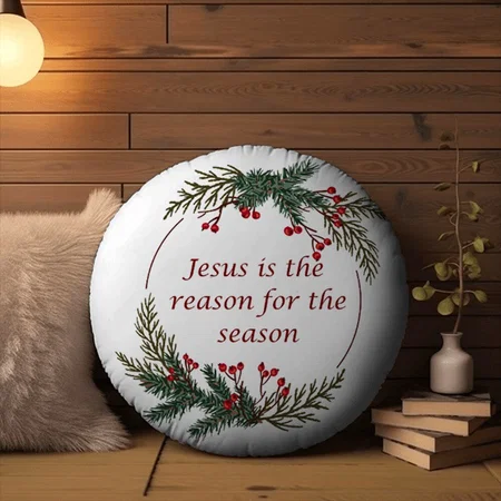 Christmas Scripture Customized Photo Printed Circle Cushion Pillow