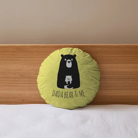 DADA BEAR & ME | Dad Kids Daughter Son Dada Bear Customized Photo Printed Circle Cushion Pillow