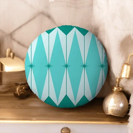 Geometric Diamonds & Starbursts Customized Photo Printed Circle Cushion Pillow