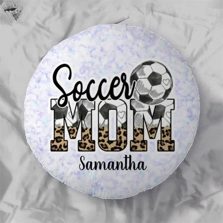Proud Soccer Mom – Sideline Champion Customized Photo Printed Circle Cushion Pillow