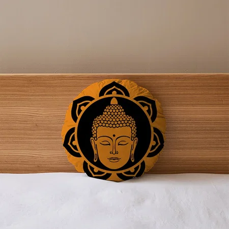 Buddhist Home Decor Customized Photo Printed Circle Cushion Pillow