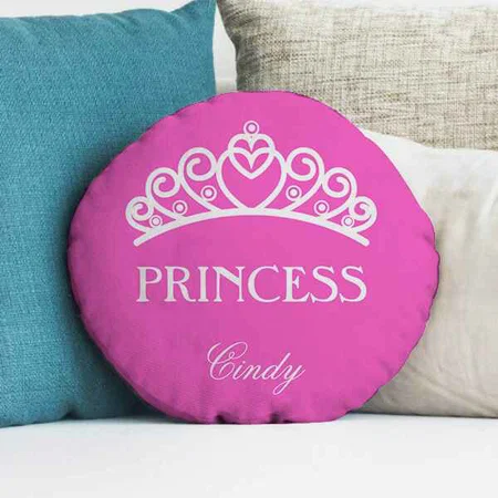 Pink Princess Pillow Customized Photo Printed Circle Cushion Pillow