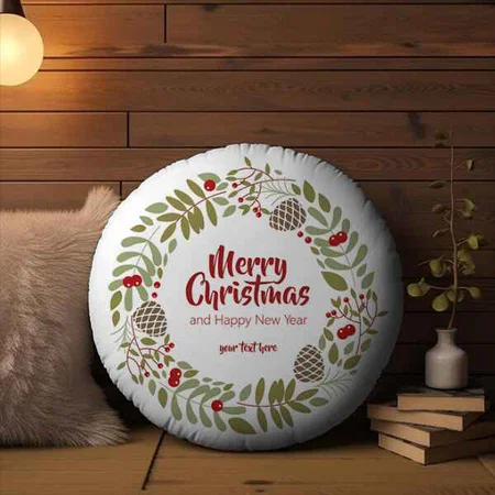 Christmas Elegant Winter Customized Photo Printed Circle Cushion Pillow
