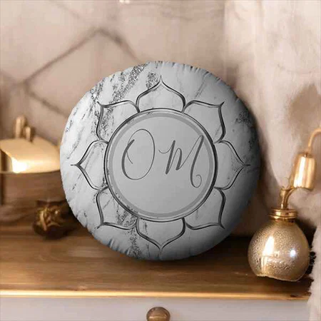 Glittery Elegant Marble Customized Photo Printed Circle Cushion Pillow