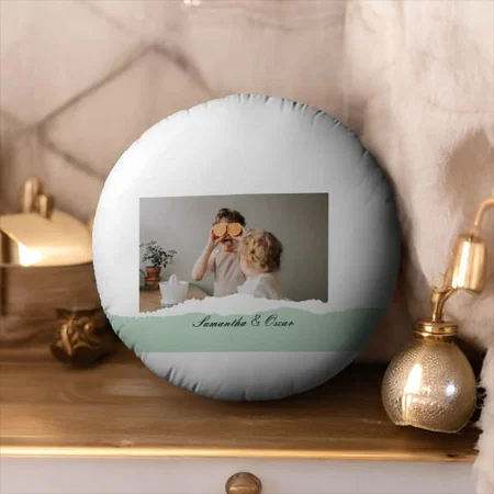 Modern Family Photo Customized Photo Printed Circle Cushion Pillow