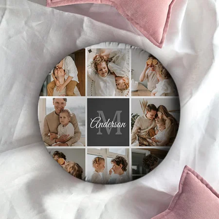 Modern Family Collage Photo Customized Photo Printed Circle Cushion Pillow