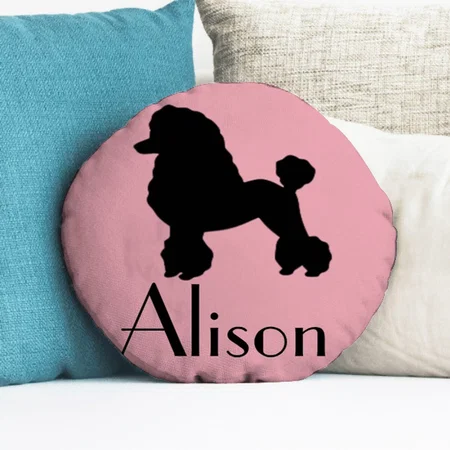 1950's Pink Poodle Skirt Customized Photo Printed Circle Cushion Pillow