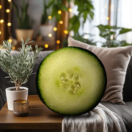 Cucumber Novelty Customized Photo Printed Circle Cushion Pillow