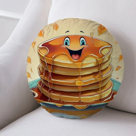 Cartoon Pancakes Customized Photo Printed Circle Cushion Pillow