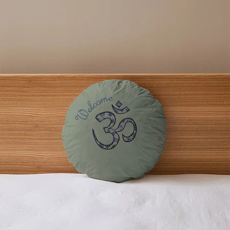 Welcome Om Customized Photo Printed Circle Cushion Pillow
