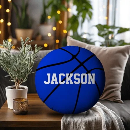Blue Basketball Customized Photo Printed Circle Cushion Pillow