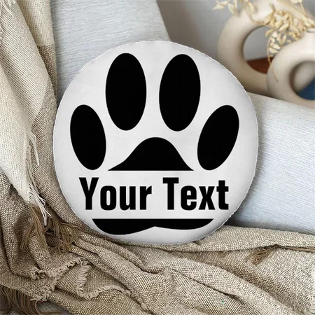 Spllit Frame Dog Pawprint With Custom Text Customized Photo Printed Circle Cushion Pillow