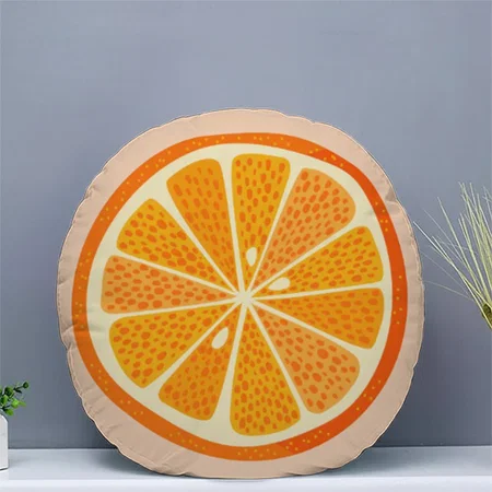 Citrus Orange Customized Photo Printed Circle Cushion Pillow