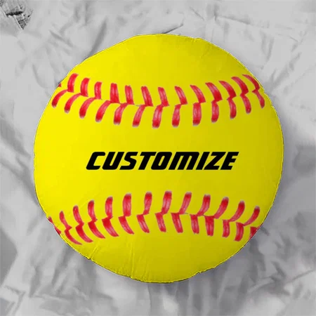 Softball Customized Photo Printed Circle Cushion Pillow