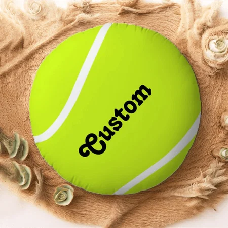 Tennis Ball Player or Team Name Customized Photo Printed Circle Cushion Pillow