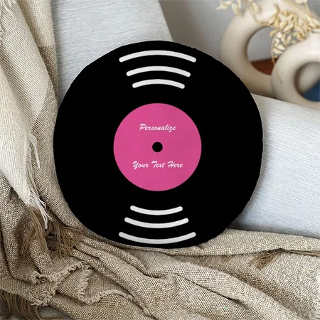 Music Record Customized Photo Printed Circle Cushion Pillow